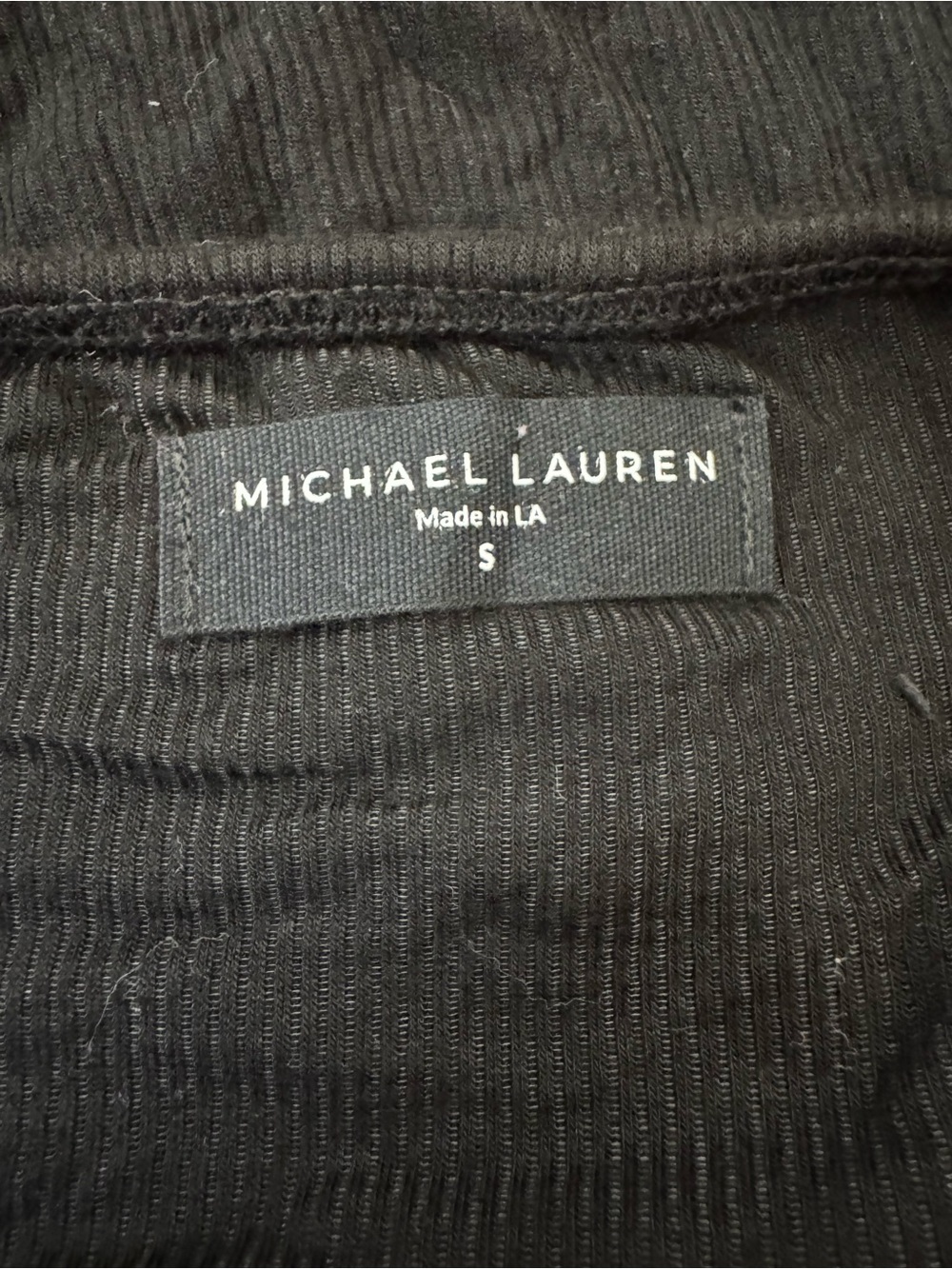 Michael Lauren Laney Off the Shoulder Black Ribbed Top Small Ribbed Stretchy - Picture 9 of 12